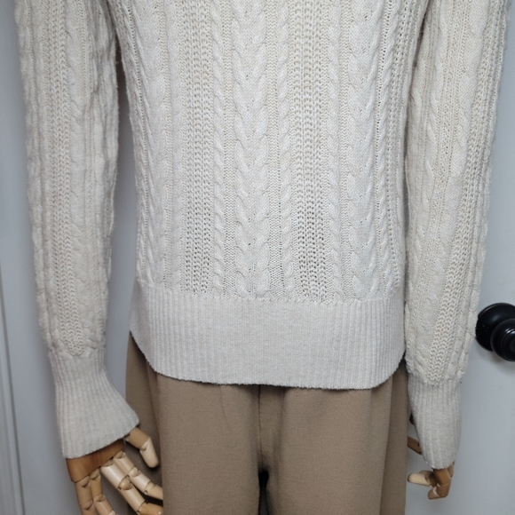 LOFT Cotton-Wool Blend Cable Knit Cardigan Size Small - Picture 9 of 12